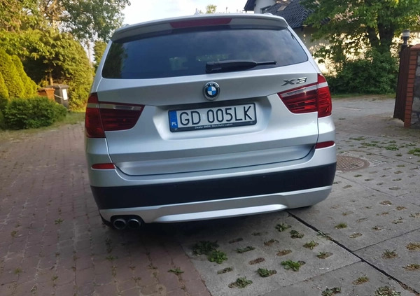 BMW X3 cena 59900 przebieg: 99813, rok produkcji 2014 z Gdańsk małe 67